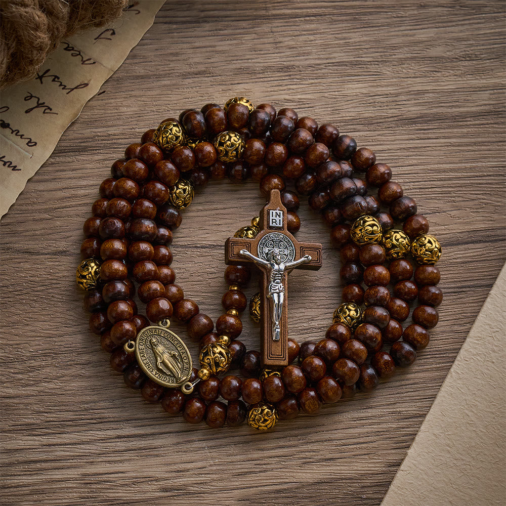Solacebeads 15/20 Decade Maple Wood Rosary: Warm Devotion - Miraculous Medal &amp; Wooden Crucifix - image 5