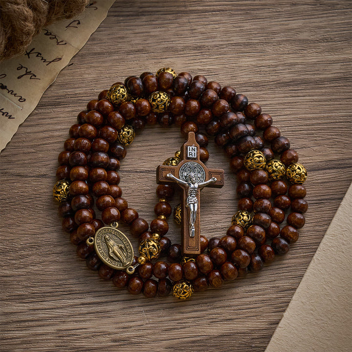 Solacebeads 15/20 Decade Maple Wood Rosary: Warm Devotion - Miraculous Medal &amp; Wooden Crucifix - image 5