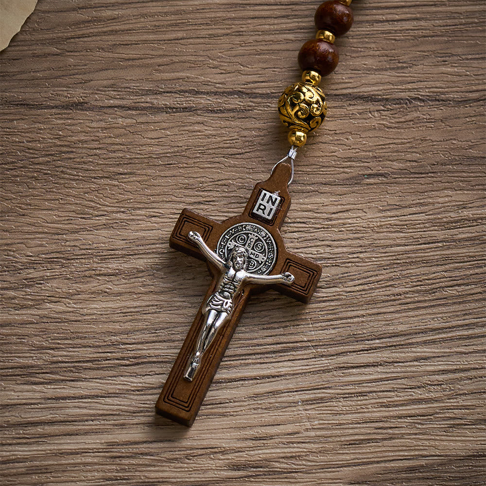 Solacebeads 15/20 Decade Maple Wood Rosary: Warm Devotion - Miraculous Medal &amp; Wooden Crucifix - image 4