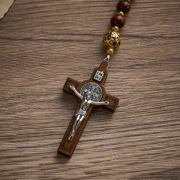 Solacebeads 15/20 Decade Maple Wood Rosary: Warm Devotion - Miraculous Medal &amp; Wooden Crucifix - image 4