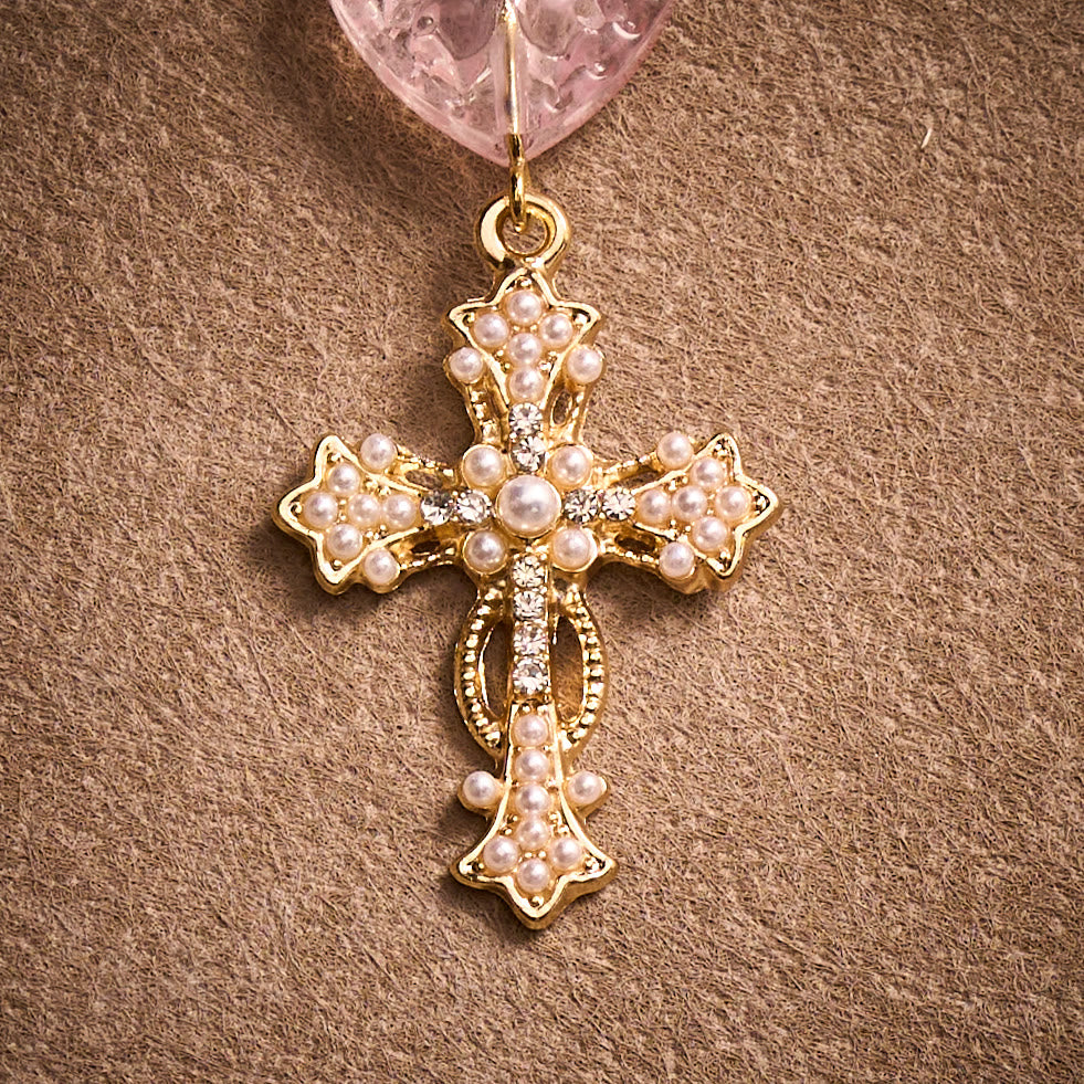 SolaceBeads Artisan Rose Quartz Pocket Rosary: Soft Pink Beads with Sacred Cross &amp; Marian Accents - image 5