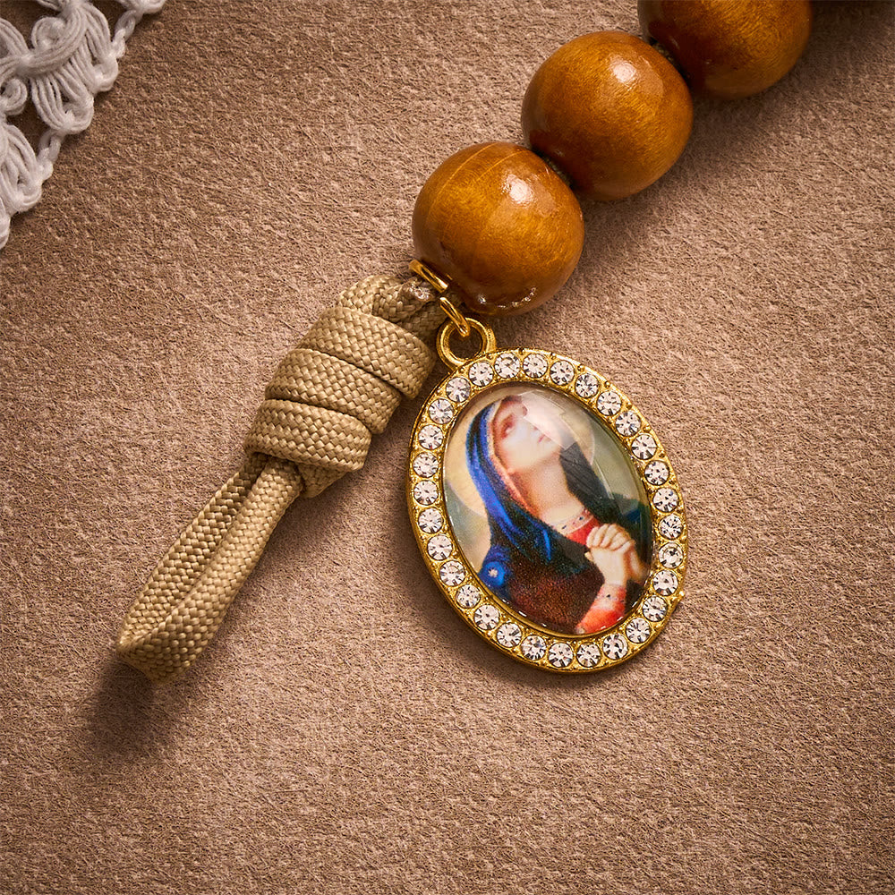 SolaceBeads Maple Wood Pocket Rosary: Sacred Sorrow - With Virgin Mary Medal &amp; Gold Crucifix - image 3
