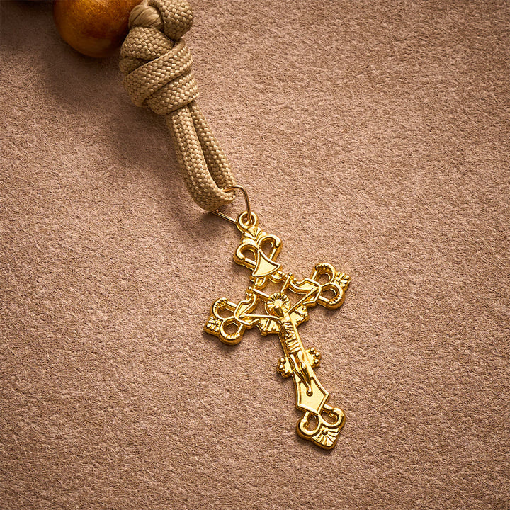 SolaceBeads Maple Wood Pocket Rosary: Sacred Sorrow - With Virgin Mary Medal &amp; Gold Crucifix - image 4