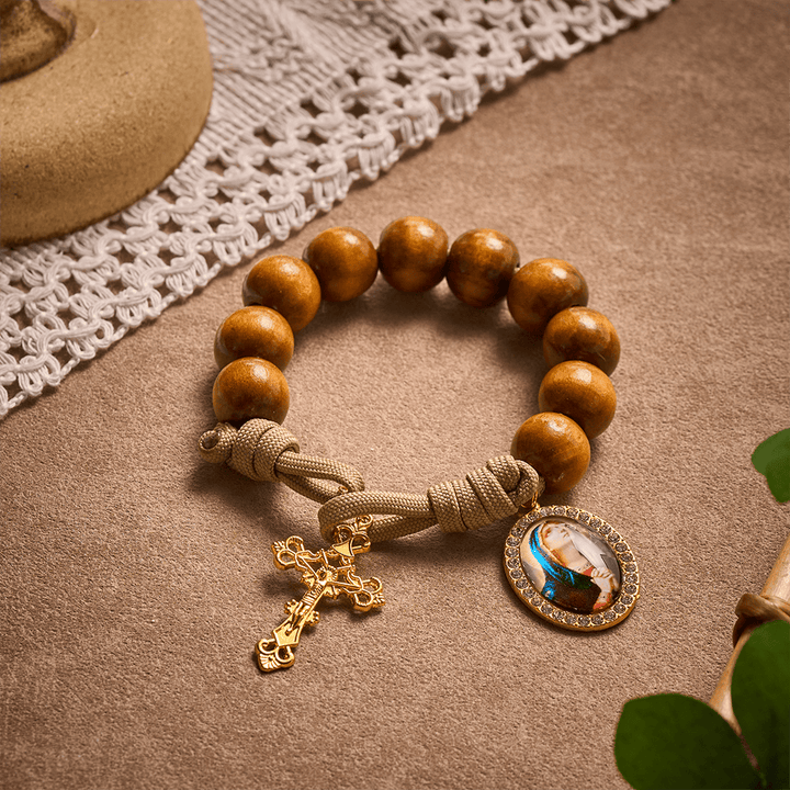 SolaceBeads Maple Wood Pocket Rosary: Sacred Sorrow - With Virgin Mary Medal &amp; Gold Crucifix - image 8