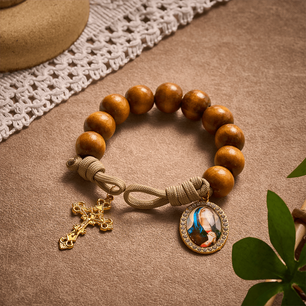 SolaceBeads Maple Wood Pocket Rosary: Sacred Sorrow - With Virgin Mary Medal &amp; Gold Crucifix - image 7