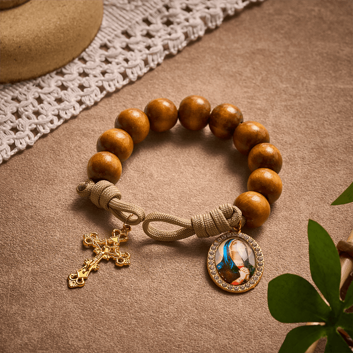 SolaceBeads Maple Wood Pocket Rosary: Sacred Sorrow - With Virgin Mary Medal &amp; Gold Crucifix - image 7