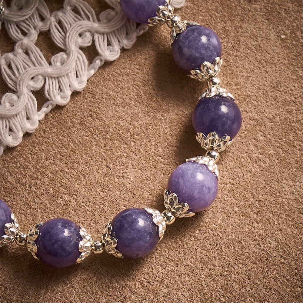 SolaceBeads Purple Chalcedony Pocket Rosary with Marian Medal &amp; Crucifix Charm - image 3