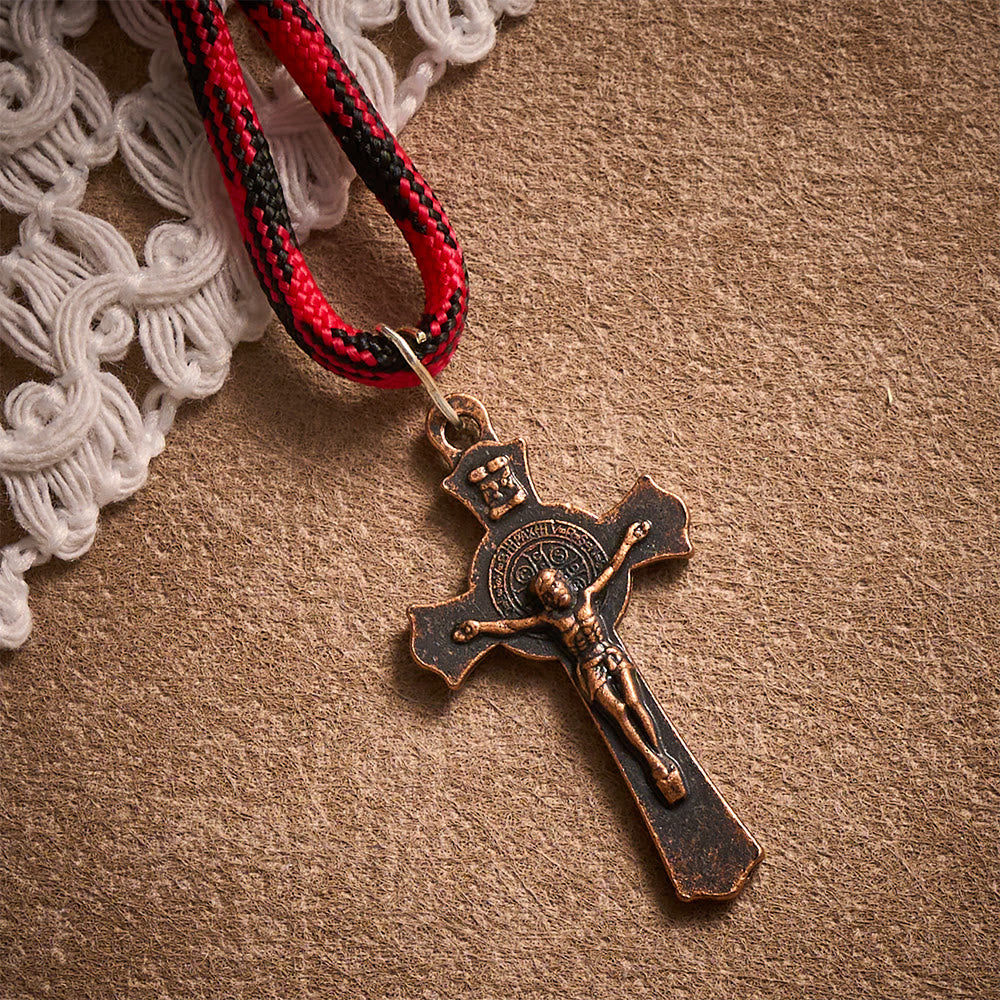 SolaceBeads Black Pocket Rosary With Miraculous Medal &amp; St. Benedict Crucifix: Antique Bronze Faith - image 3
