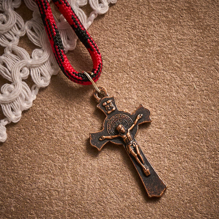 SolaceBeads Black Pocket Rosary With Miraculous Medal &amp; St. Benedict Crucifix: Antique Bronze Faith - image 3