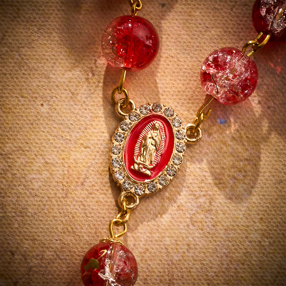 SolaceBeads Vibrant Red Glass Car Rosary: Sacred Accents for Your Daily Commute - image 4