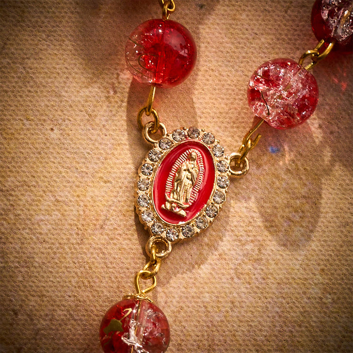SolaceBeads Vibrant Red Glass Car Rosary: Sacred Accents for Your Daily Commute - image 4