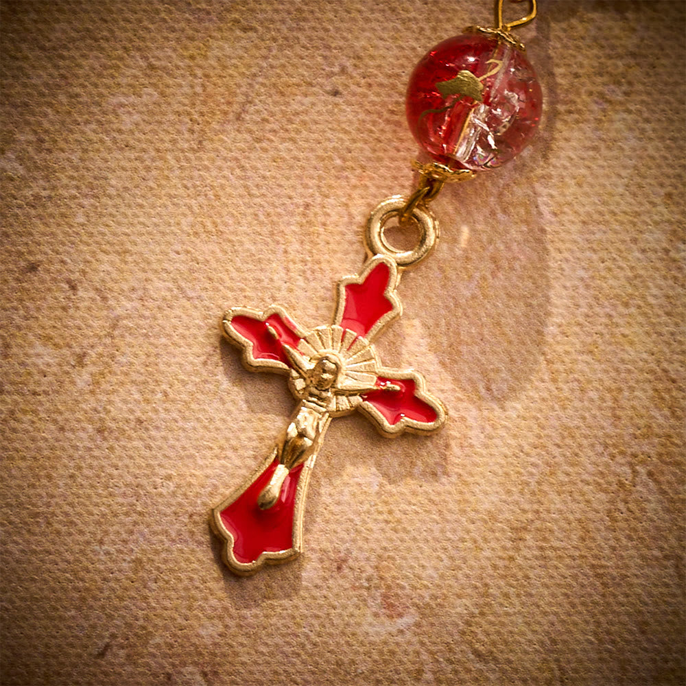 SolaceBeads Vibrant Red Glass Car Rosary: Sacred Accents for Your Daily Commute - image 5