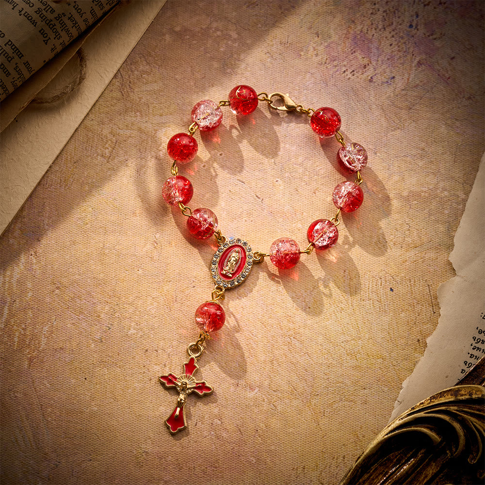 SolaceBeads Vibrant Red Glass Car Rosary: Sacred Accents for Your Daily Commute - image 6