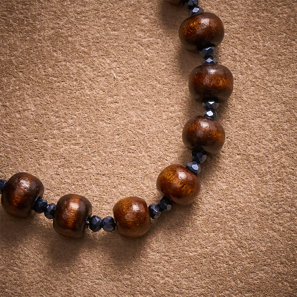 Solacebeads Maple &amp; Peach Wood Pocket Rosary: Dove Of Peace - With Holy Spirit Dove &amp; Four-Way Cross - image 3