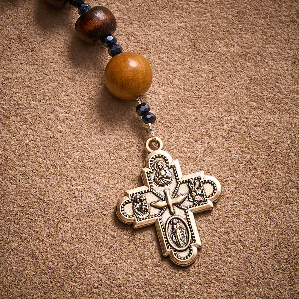 Solacebeads Maple &amp; Peach Wood Pocket Rosary: Dove Of Peace - With Holy Spirit Dove &amp; Four-Way Cross - image 5