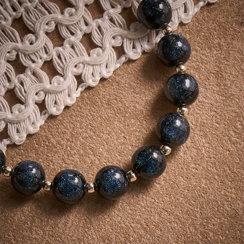 Solacebeads Black Starry Beads Car Rosary: Starry Protection -  With St. Benedict Crucifix &amp; Medal - image 3