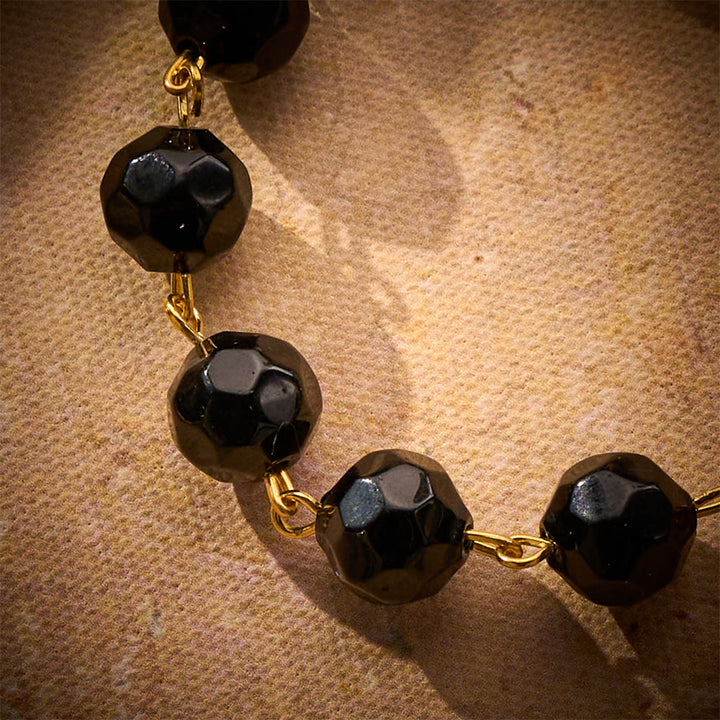 SolaceBeads Black Faceted Glass Car Rosary: Traveler&