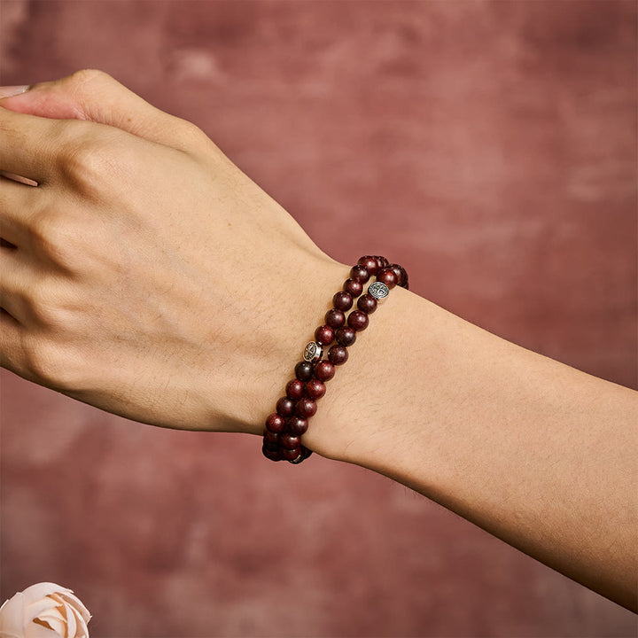 Solacebeads Rosewood Rosary Bracelet Connected With St. Benedict Medal &amp; Cross: Sacred Protection - image 1