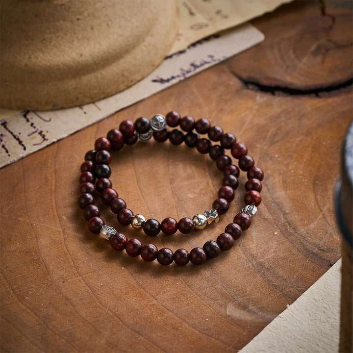 Solacebeads Rosewood Rosary Bracelet Connected With St. Benedict Medal &amp; Cross: Sacred Protection - image 6