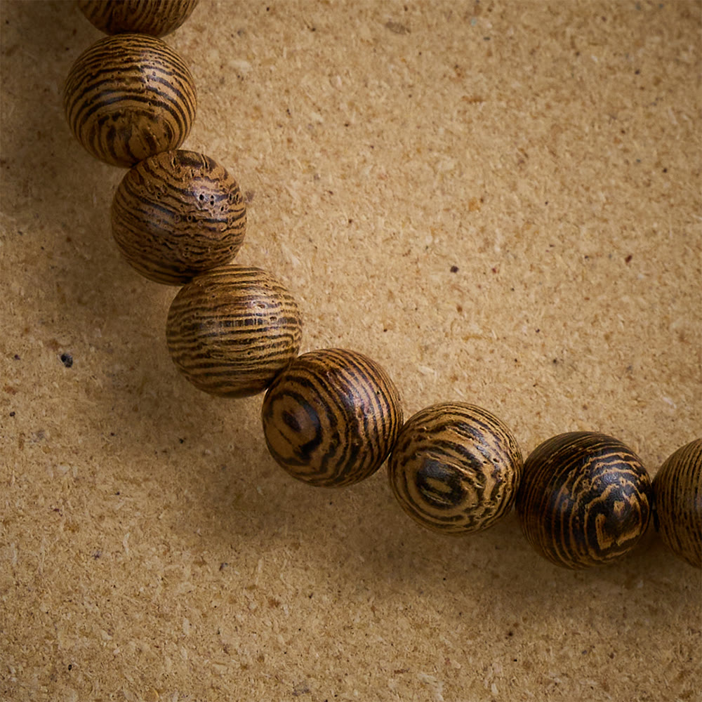 SolaceBeads Natural Wenge Wood Bracelet: Rustic Beads with Sleek Hematite Cross - image 3