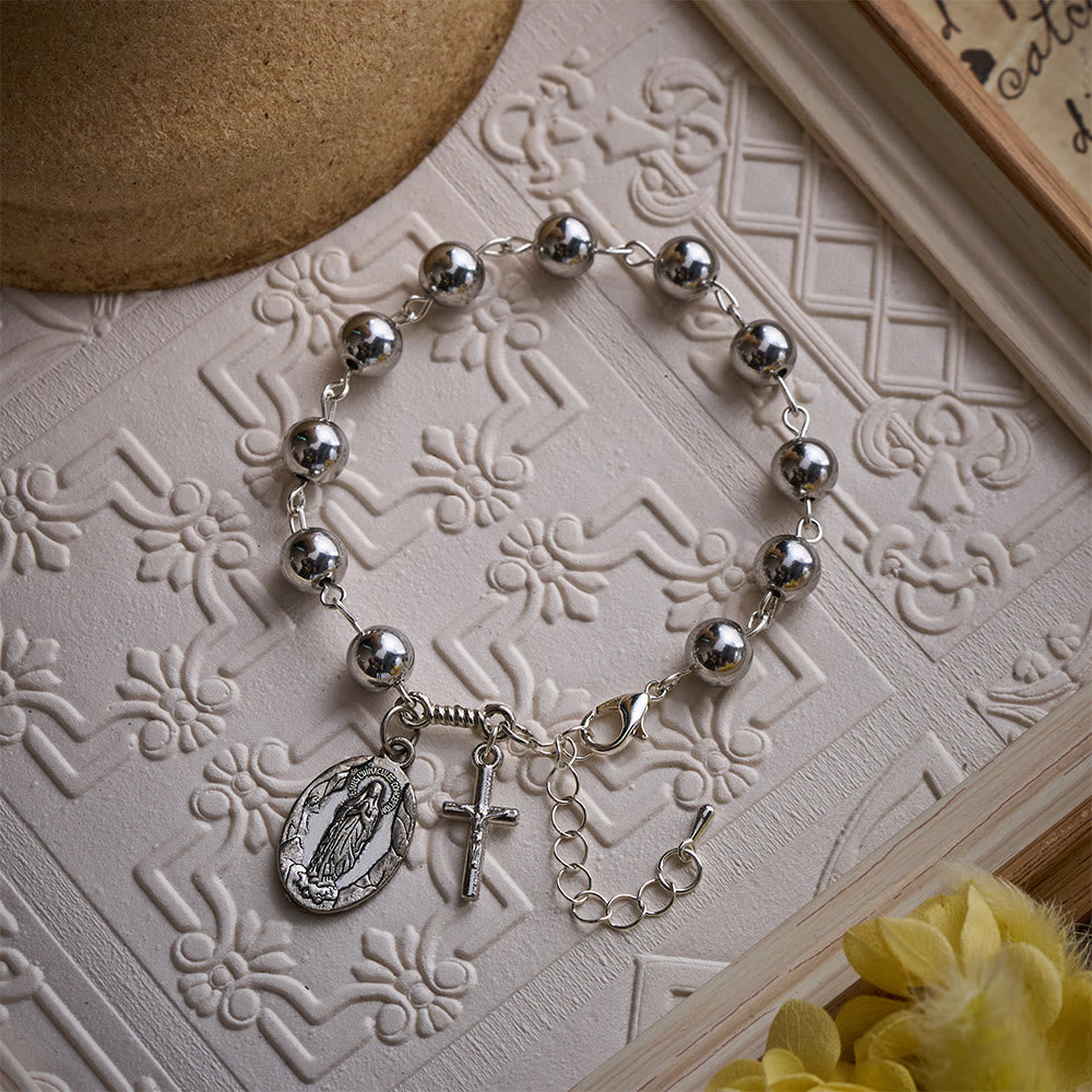 Solacebeads Steel Tone Alloy Bracelet With Miraculous Medal &amp; Cross: Urban Faith And Strength - image 4