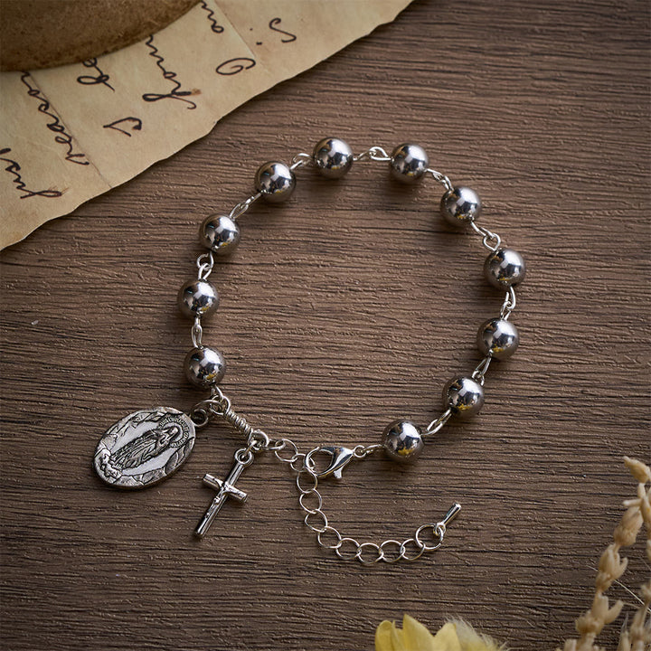Solacebeads Steel Tone Alloy Bracelet With Miraculous Medal &amp; Cross: Urban Faith And Strength - image 5