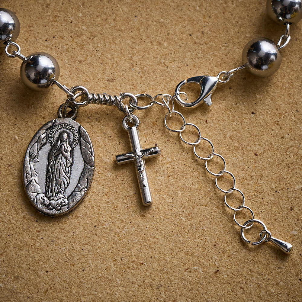 Solacebeads Steel Tone Alloy Bracelet With Miraculous Medal &amp; Cross: Urban Faith And Strength - image 3