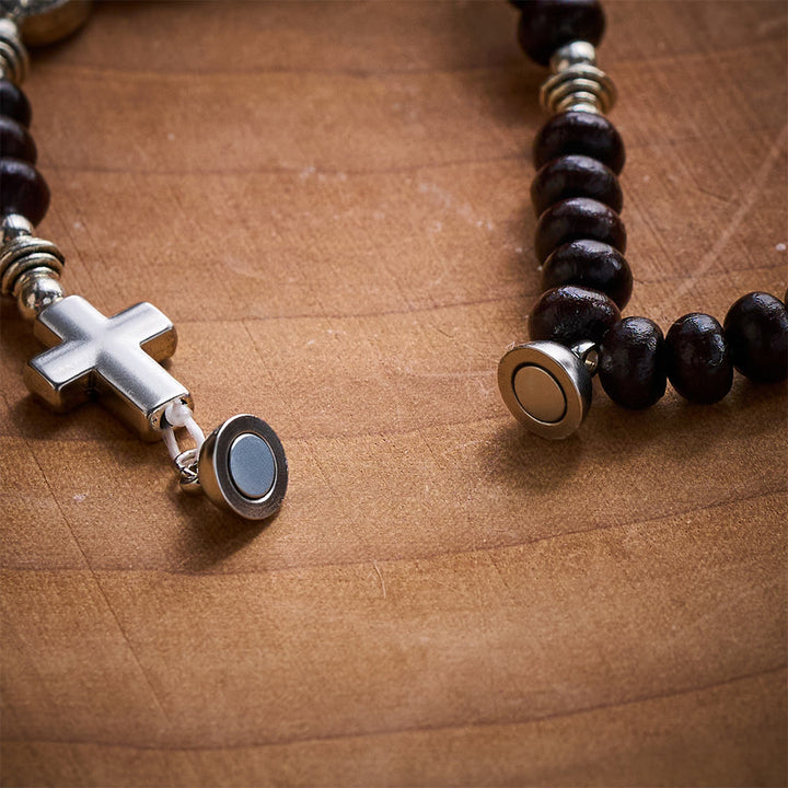 SolaceBeads Dark Brown Bodhi Seed Beaded Bracelet with St. Benedict Medal &amp; Magnetic Closure - image 7