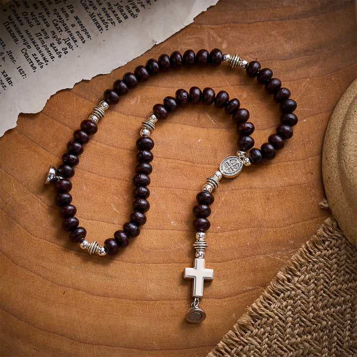 SolaceBeads Dark Brown Bodhi Seed Beaded Bracelet with St. Benedict Medal &amp; Magnetic Closure - image 8