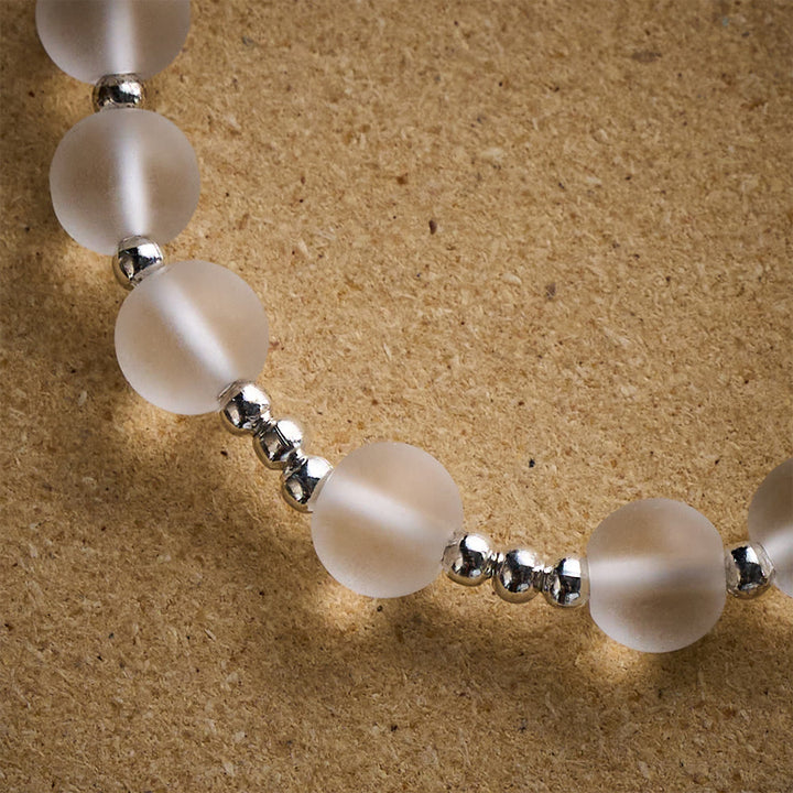 Solacebeads Frosted White Bead Bracelet: Sacred Clarity With Ornate Spacer &amp; Cross - image 2