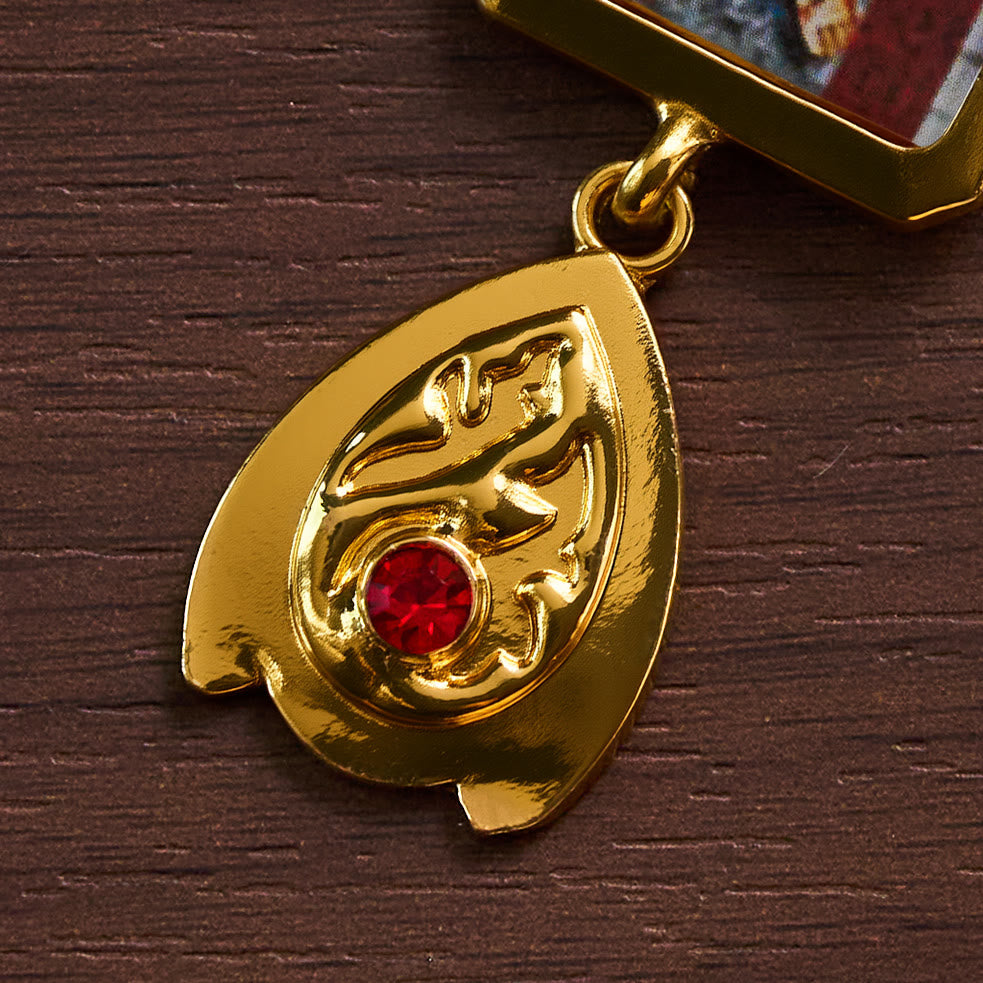 SolaceBeads Golden Ornate Pectoral Cross: Sacred Icon Crucifix with Gold Tone &amp; Red Crystal Accents - image 3