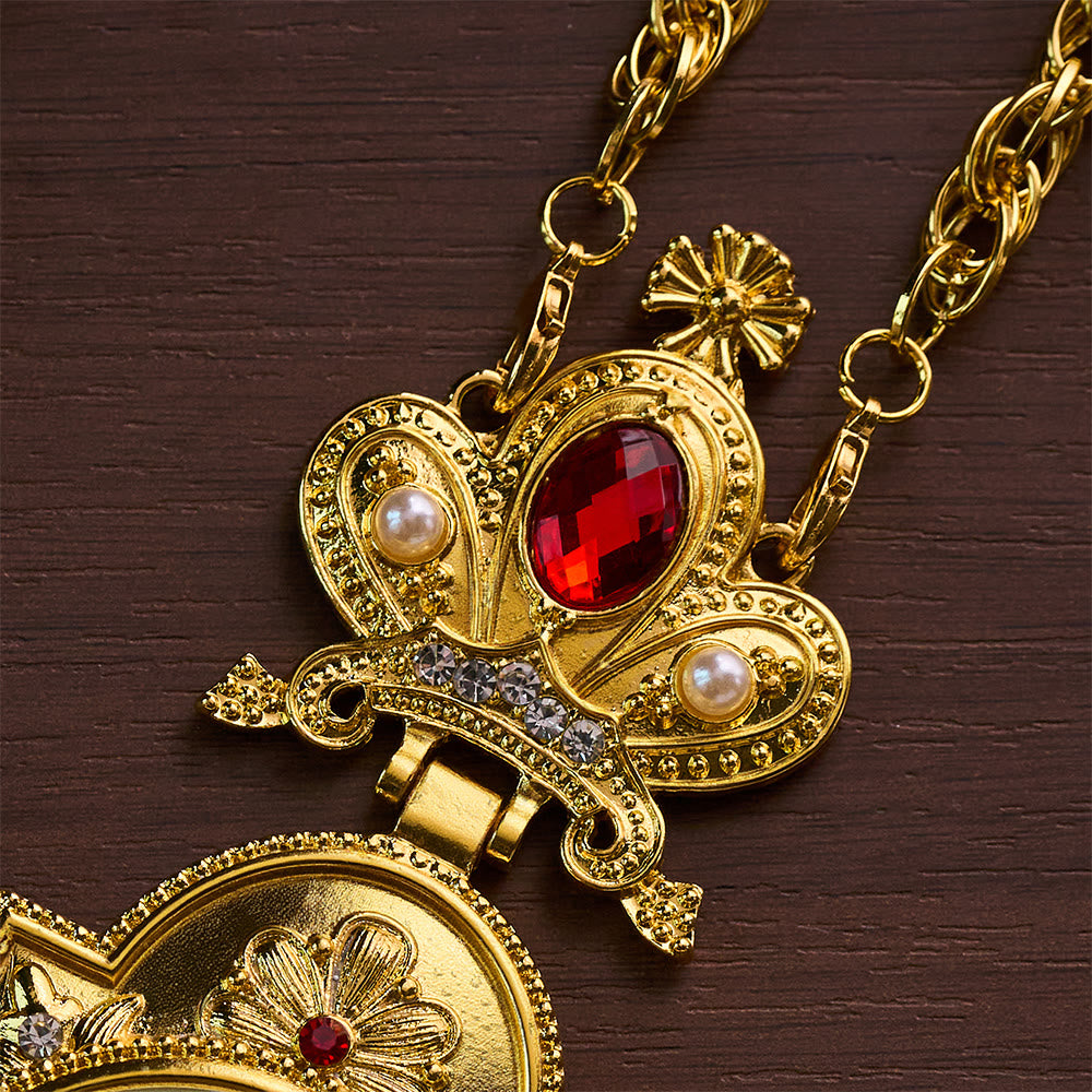 Solacebeads Golden Marian Pectoral Cross With Jewel Accents: Devotion Of The Sacred Heart - image 1