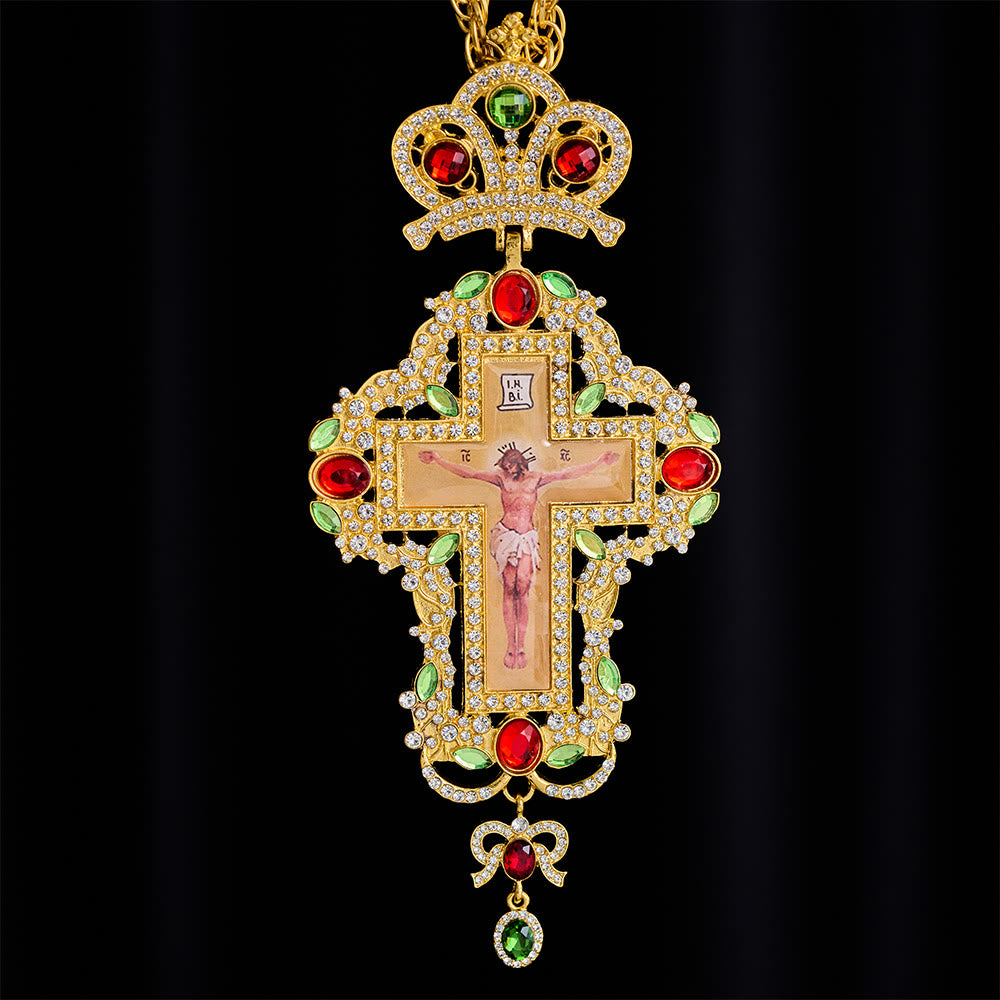 SolaceBeads Pectoral Cross: Ornate Gem-Encrusted Gold &amp; Silver Pendant - image 5