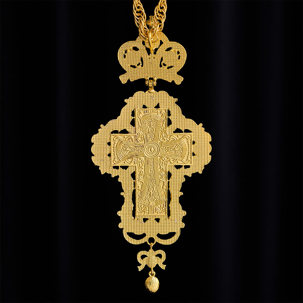 SolaceBeads Pectoral Cross: Ornate Gem-Encrusted Gold &amp; Silver Pendant - image 6