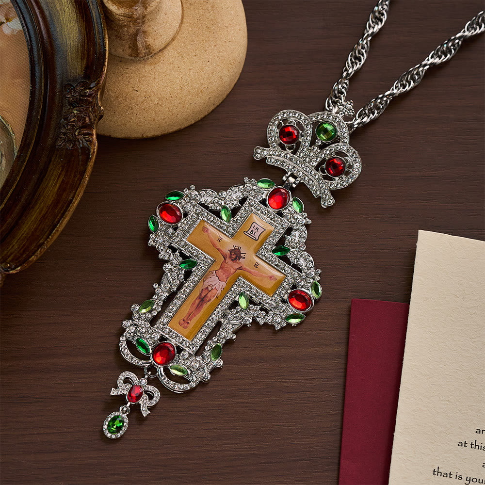 SolaceBeads Pectoral Cross: Ornate Gem-Encrusted Gold &amp; Silver Pendant - image 8