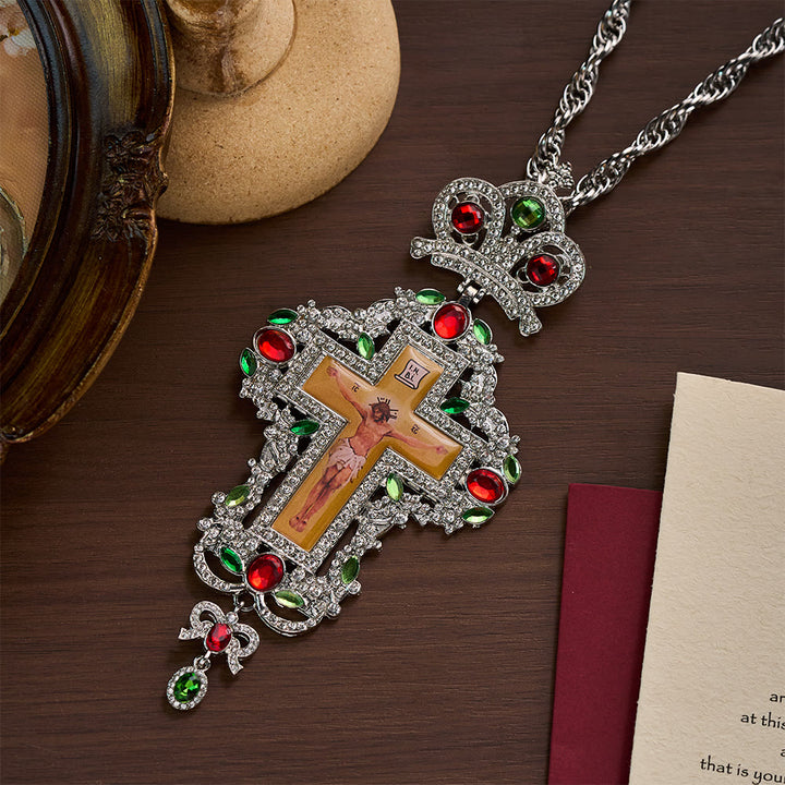 SolaceBeads Pectoral Cross: Ornate Gem-Encrusted Gold &amp; Silver Pendant - image 8
