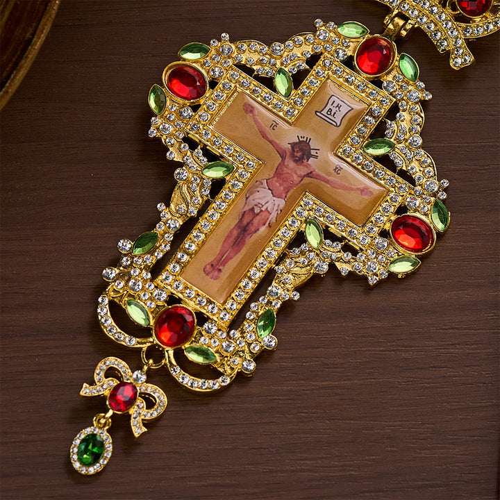SolaceBeads Pectoral Cross: Ornate Gem-Encrusted Gold &amp; Silver Pendant - image 4