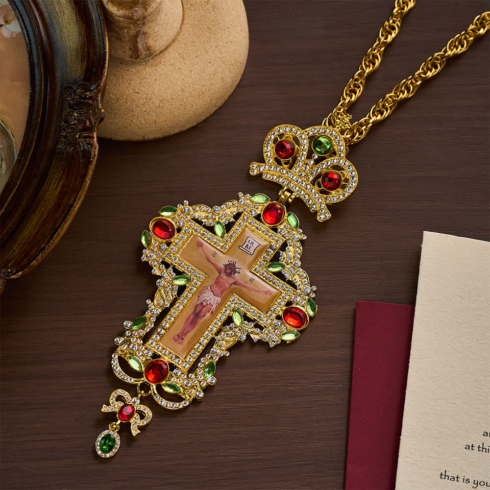SolaceBeads Pectoral Cross: Ornate Gem-Encrusted Gold &amp; Silver Pendant - image 2