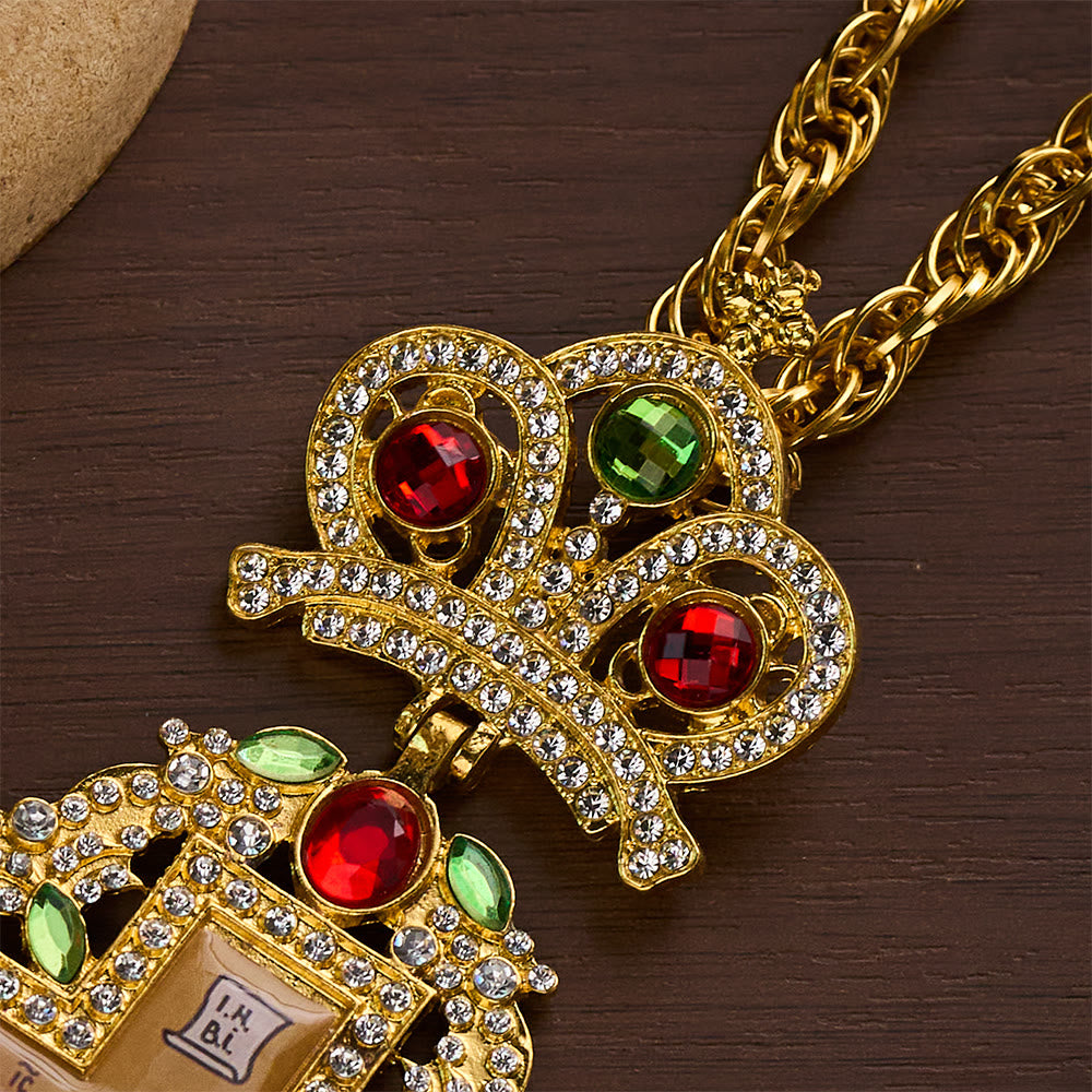 SolaceBeads Pectoral Cross: Ornate Gem-Encrusted Gold &amp; Silver Pendant - image 3