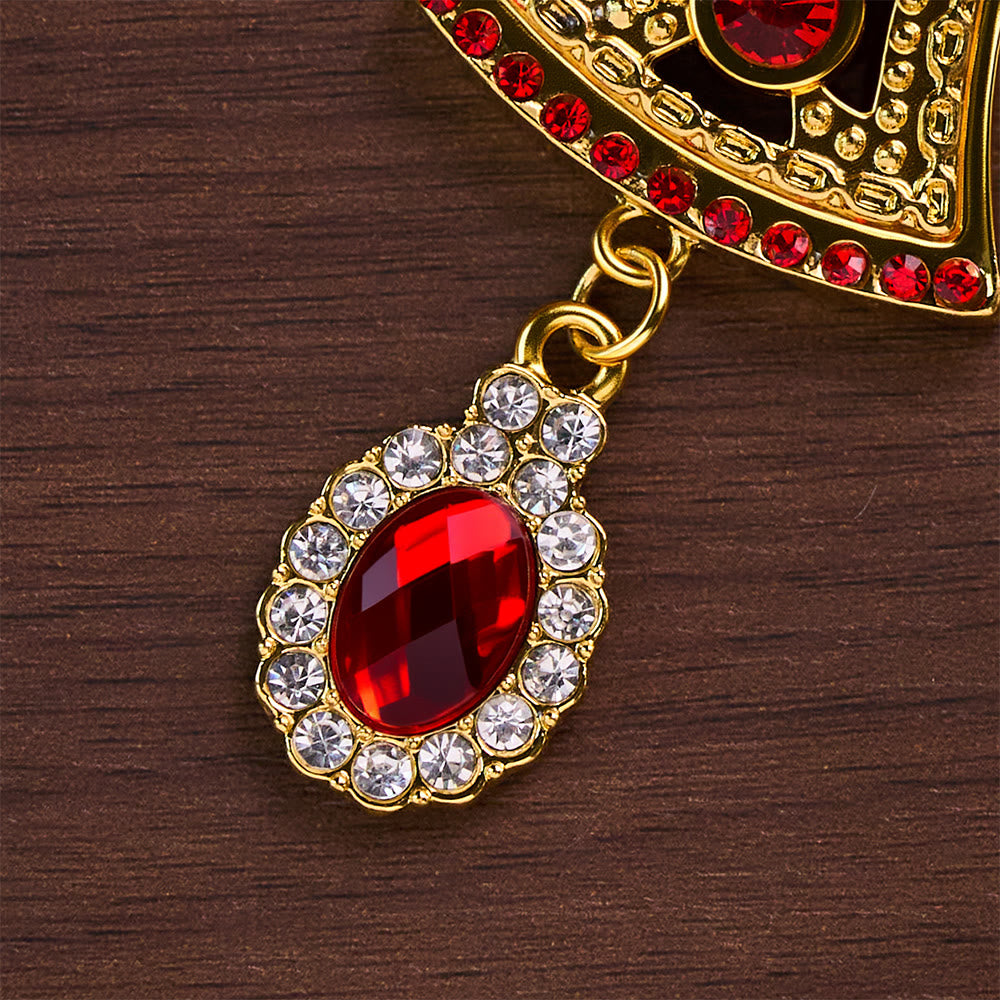 Solacebeads Byzantine Crucifix Pectoral Cross: Ornate Gold Clergy Pendant With Red Crystal Accents - image 3
