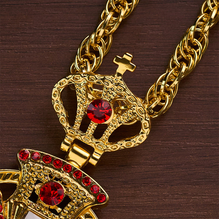 Solacebeads Byzantine Crucifix Pectoral Cross: Ornate Gold Clergy Pendant With Red Crystal Accents - image 1