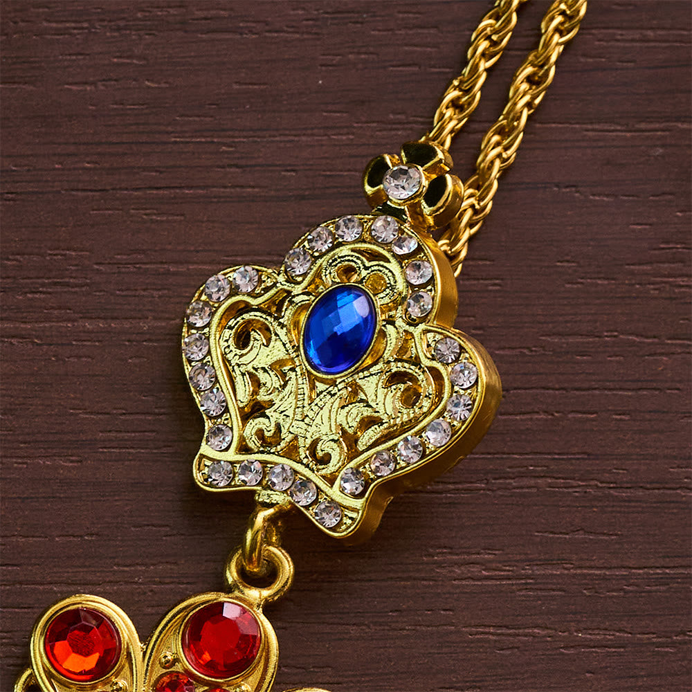 SolaceBeads Ornate Gold Pectoral Cross Necklace , Gem-Encrusted with Enamel Icon - image 2