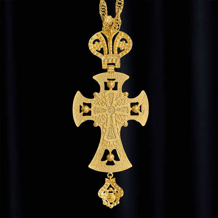 SolaceBeads Pectoral Cross: Gold-Plated Red Crystal Pendant with Sacred Icon Detail - image 6