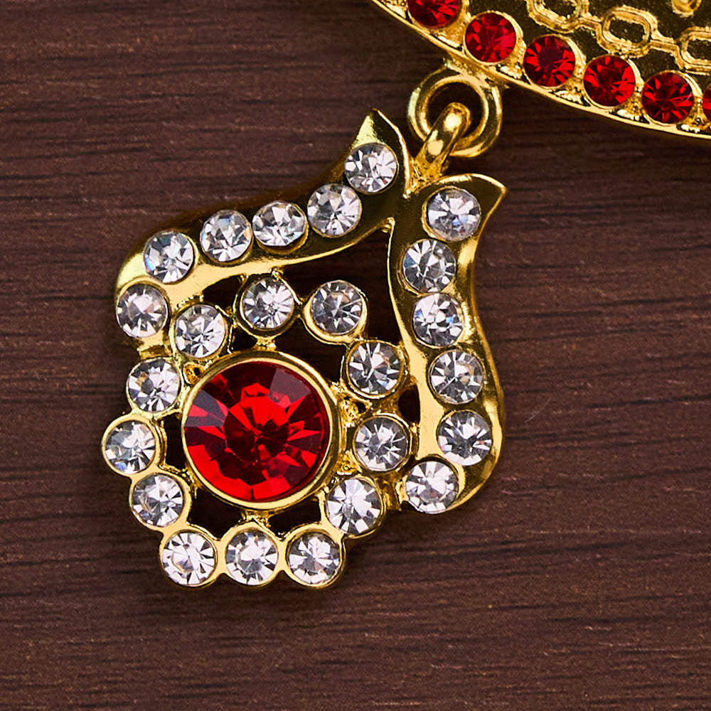 SolaceBeads Pectoral Cross: Gold-Plated Red Crystal Pendant with Sacred Icon Detail - image 4