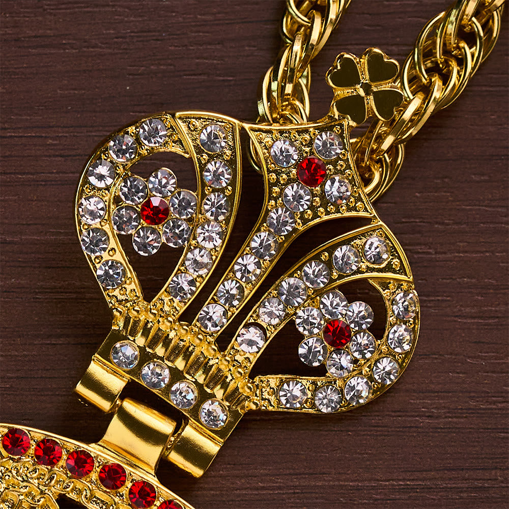 SolaceBeads Pectoral Cross: Gold-Plated Red Crystal Pendant with Sacred Icon Detail - image 2