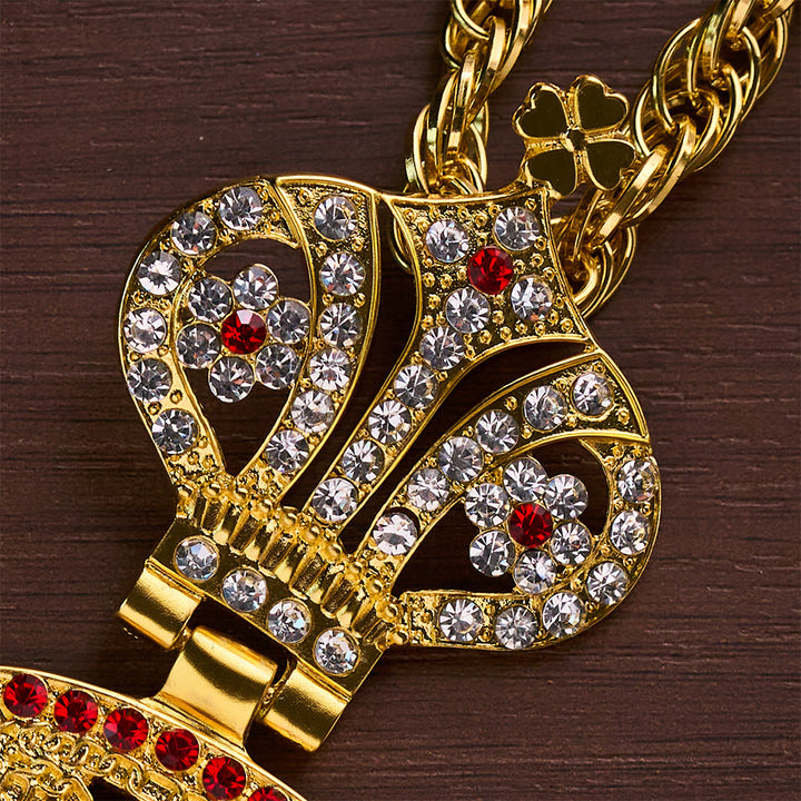 SolaceBeads Pectoral Cross: Gold-Plated Red Crystal Pendant with Sacred Icon Detail - image 2