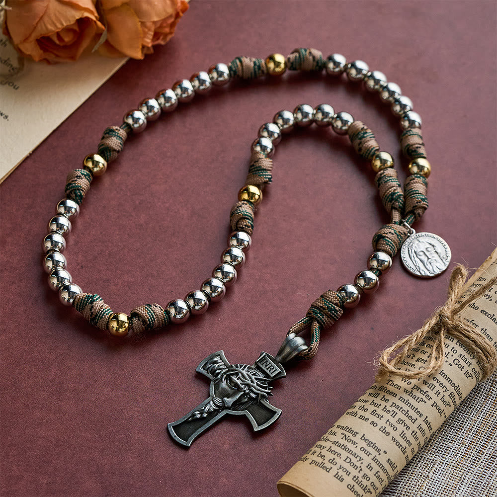 SolaceBeads Silver Tone Beaded Holy Face Devotion Rosary Chaplet: For Courage &amp; Faith - image 8