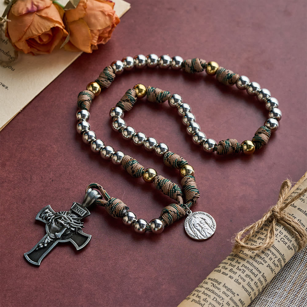 SolaceBeads Silver Tone Beaded Holy Face Devotion Rosary Chaplet: For Courage &amp; Faith - image 9