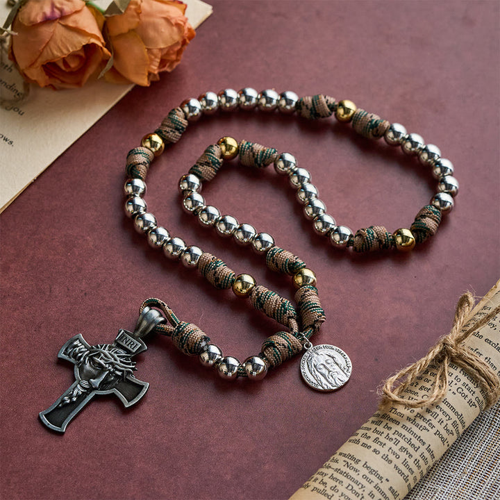 SolaceBeads Silver Tone Beaded Holy Face Devotion Rosary Chaplet: For Courage &amp; Faith - image 9