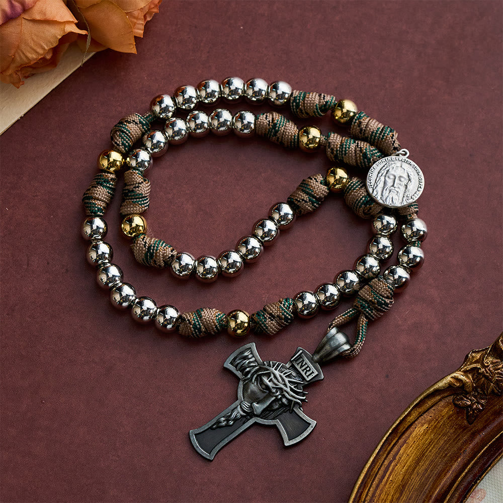 SolaceBeads Silver Tone Beaded Holy Face Devotion Rosary Chaplet: For Courage & Faith - Holy Face - image 0